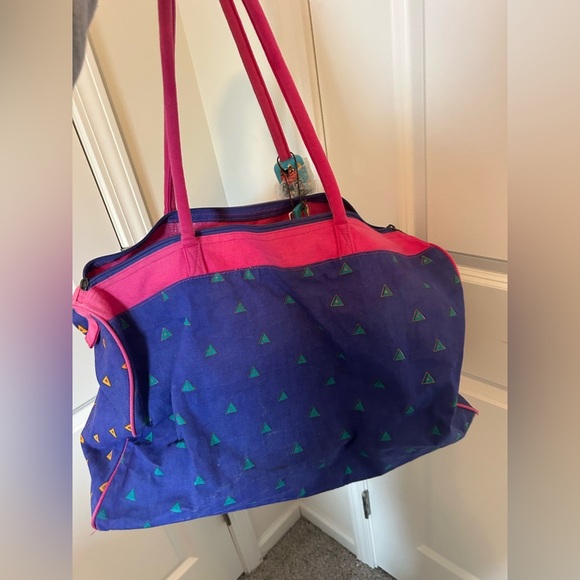Laurel Burch unique Colorful Cat Design large weekender Tote Bag - Picture 6 of 15